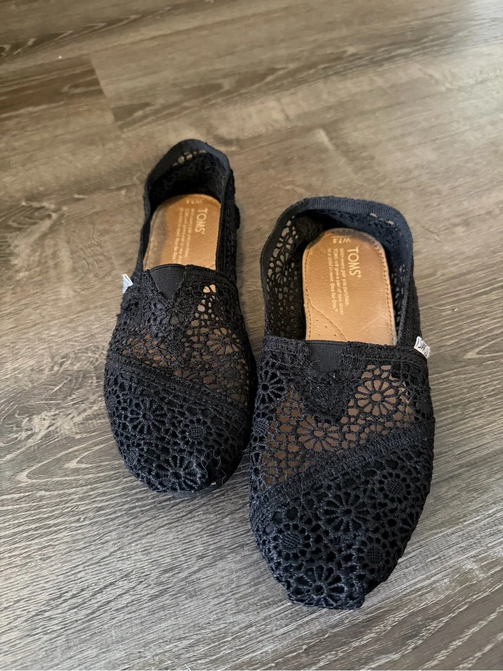 Toms Women's Black Crochet Slip-On Espadrilles